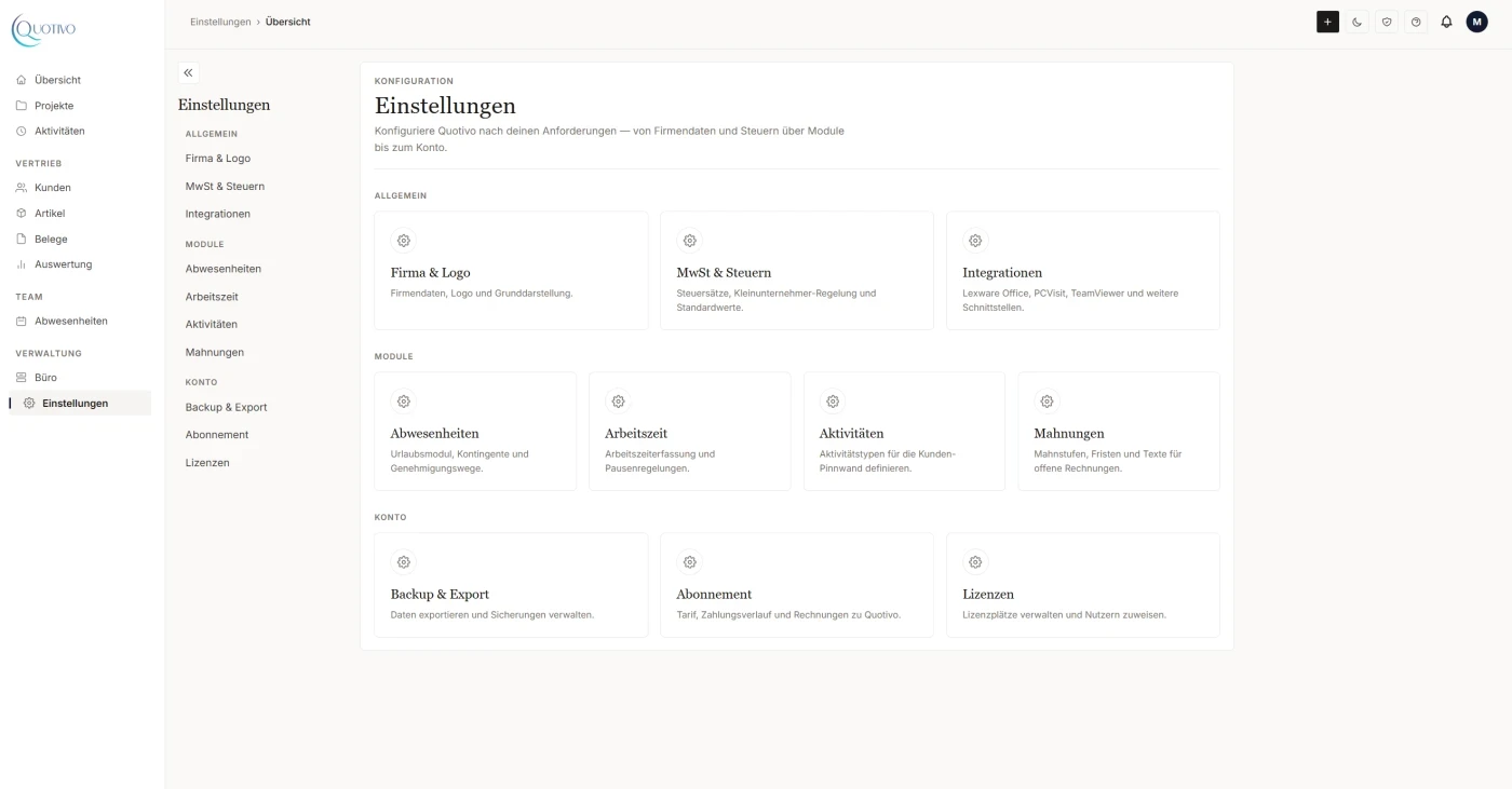 Modern: Quotivo Settings