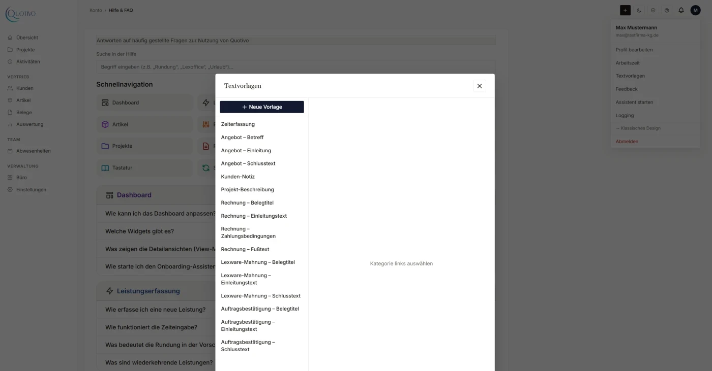Modern: Quotivo Vorlageneditor